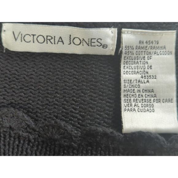 Victoria Jones Y2K Black Floral Embroidered Sweater Top Sz S Cottagecore - Picture 2 of 11